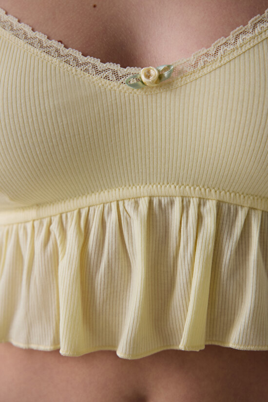 Thin Strap Açık Sarı Crop Atlet Thin Strap Açık Sarı Crop Atlet - 5