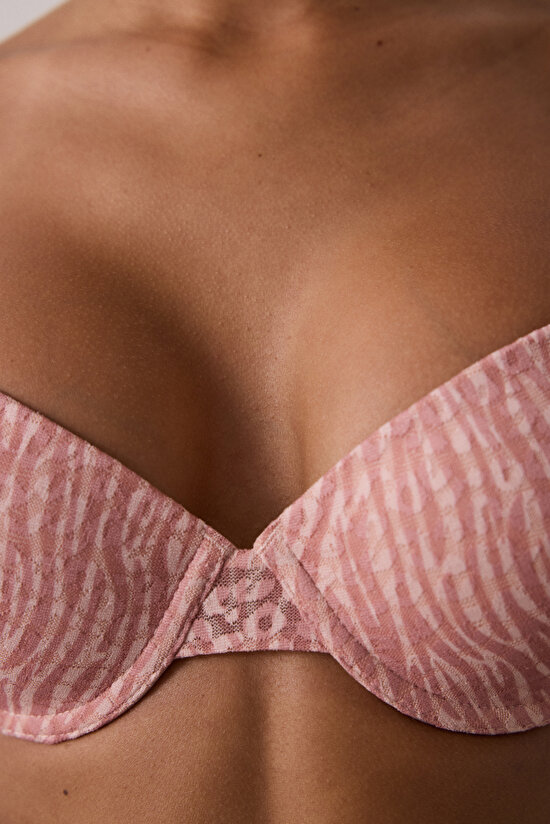 Açık Gül Kurusu Daylift Dantelli Toparlayıcı Balenli Sütyen - 3