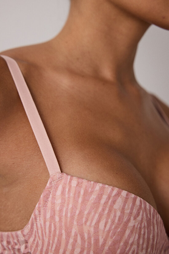 Açık Gül Kurusu Daylift Dantelli Toparlayıcı Balenli Sütyen - 4