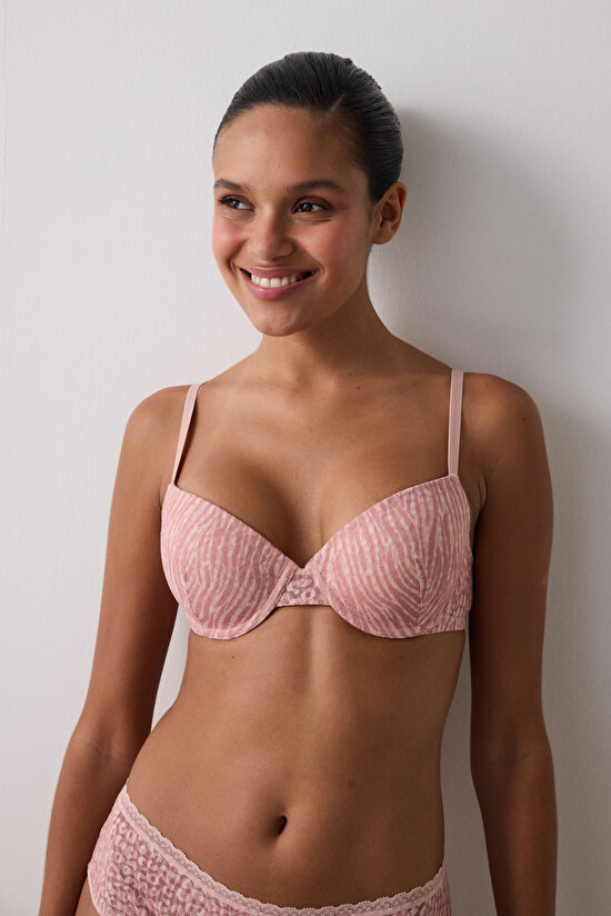 Açık Gül Kurusu Daylift Dantelli Toparlayıcı Balenli Sütyen - 6