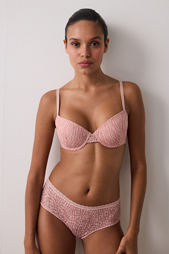 Açık Gül Kurusu Daylift Dantelli Toparlayıcı Balenli Sütyen - 7