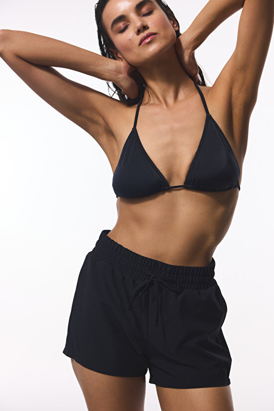 Siyah Felix Bağlama Detaylı Şort Mayo - 4