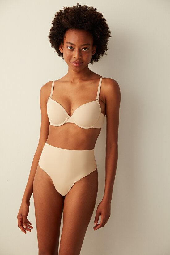 Bej Daylift Balenli Dolgusuz Sütyen - 5