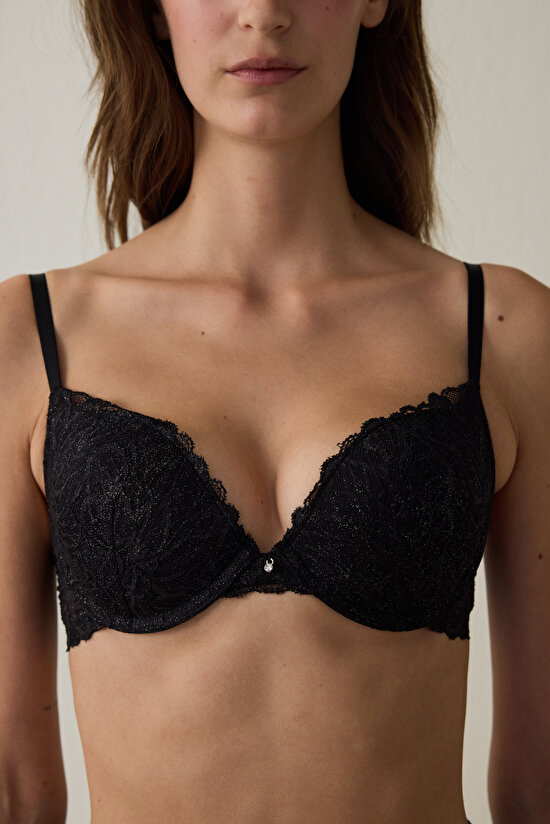 Black Lol Up Lace Bra - 2