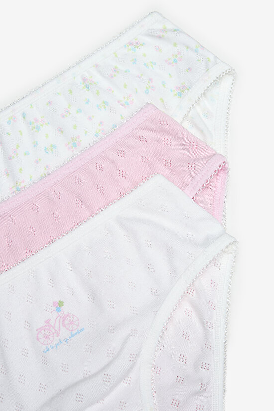 Kız Çocuk Tiny Flowers 3lü Çok Renkli Slip Külot - 5