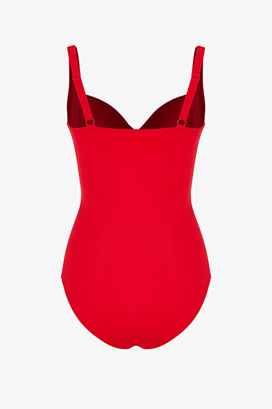 Red Ruched Swimsuit - 2