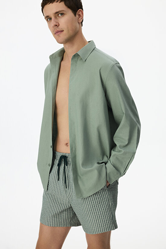 Man Light Green Khaki Air Shirt - 2