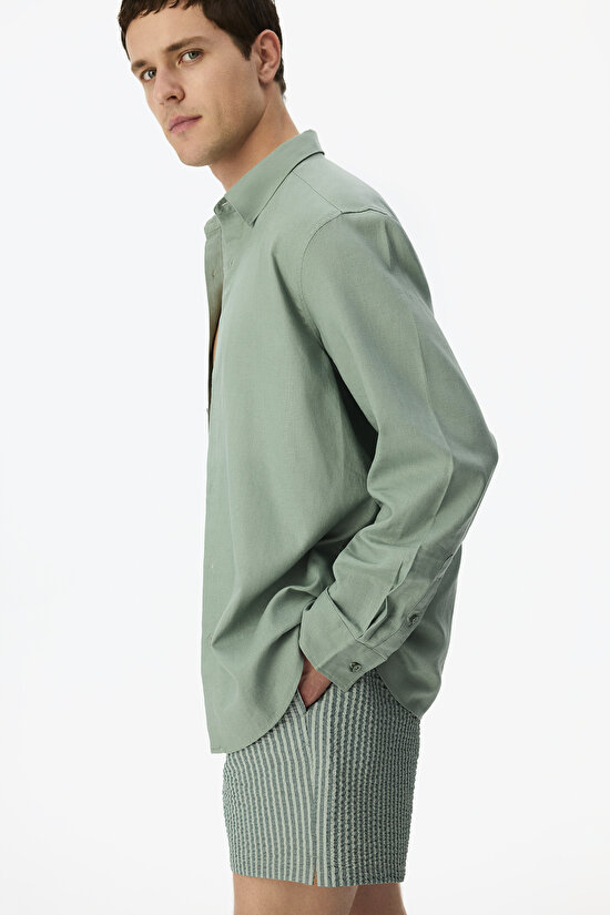 Man Light Green Khaki Air Shirt - 3