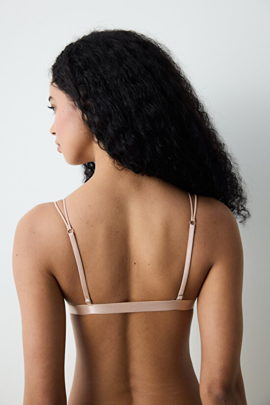 Micro Lace Triangle Beige Bra - 6