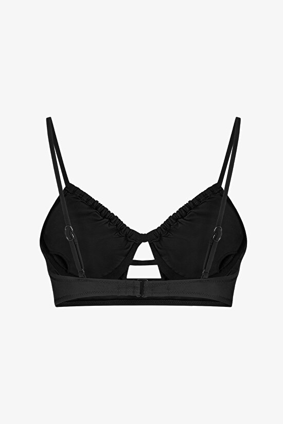 Siyah Front Opening Bikini Üstü - 7