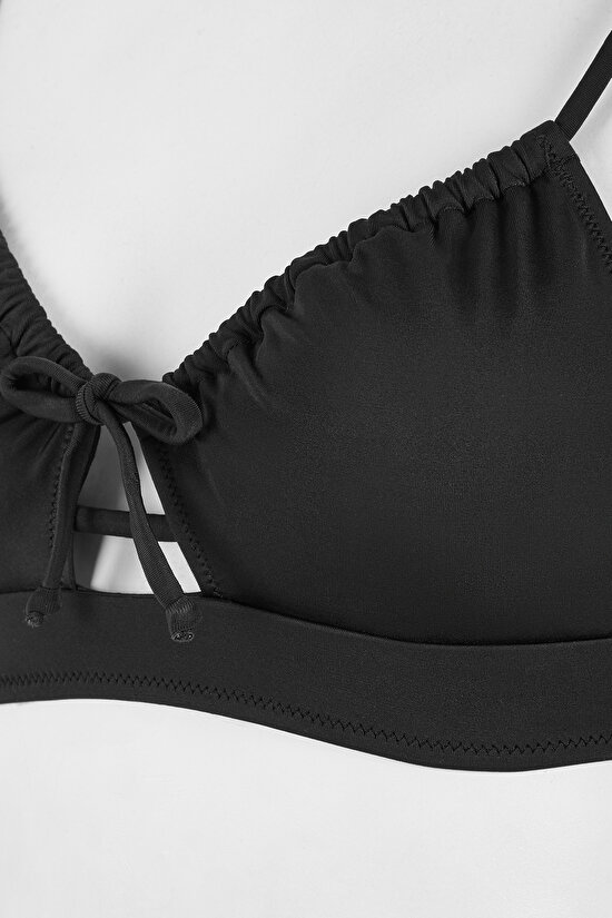 Siyah Front Opening Bikini Üstü - 8