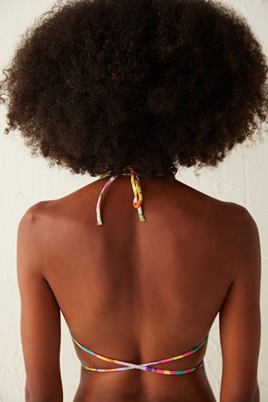 Çok Renkli Çiçek Desenli Laguna Straplez Bikini Üstü - 3