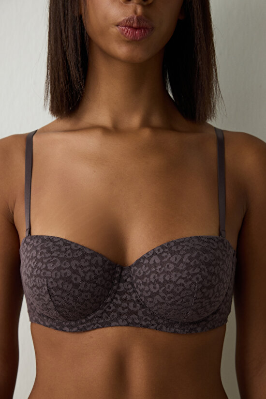 Brown Bloom Lace Underwire Bra - 3