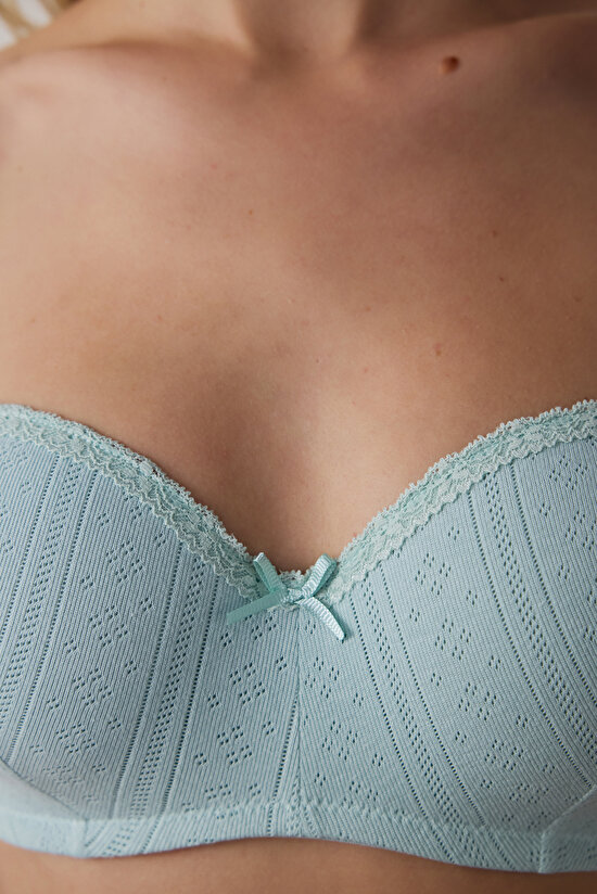 Mint Yeşili Lotus Straplez Pointel Sütyen - 5