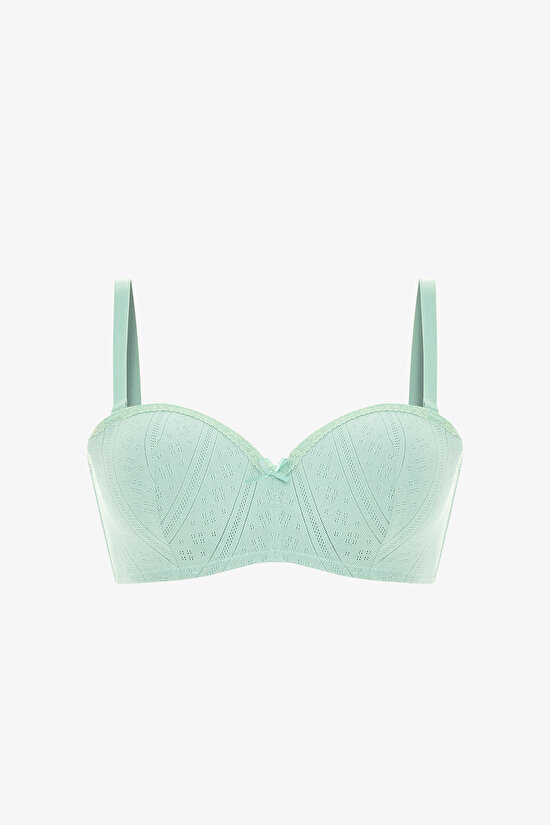 Mint Yeşili Lotus Straplez Pointel Sütyen - 8
