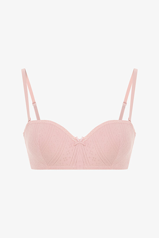Pembe Lotus Straplez Pointel Sütyen - 1