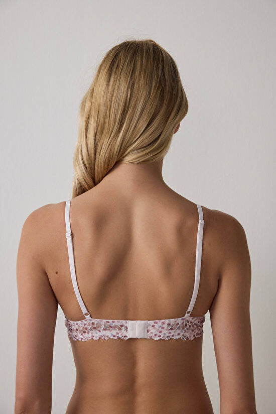 Açık Pembe Luna Desenli Lace Dantel Sütyen - 6