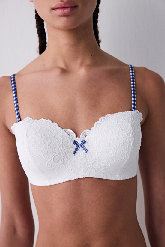 Lotus Lace Kırık Beyaz Straplez Sütyen - 3