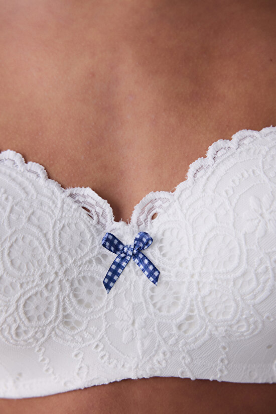 Lotus Lace Kırık Beyaz Straplez Sütyen - 4