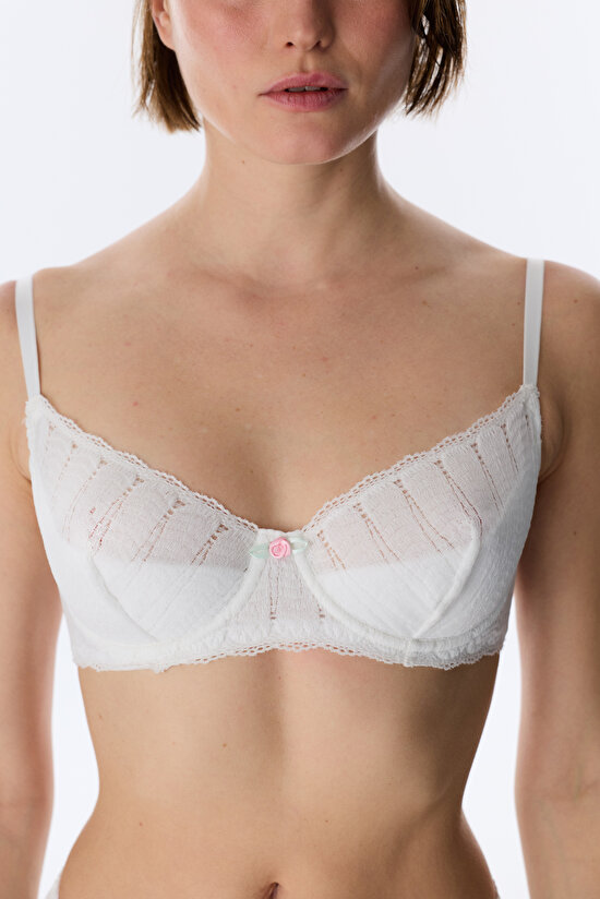 Kırık Beyaz Valeria Lace Dantel Sütyen - 3
