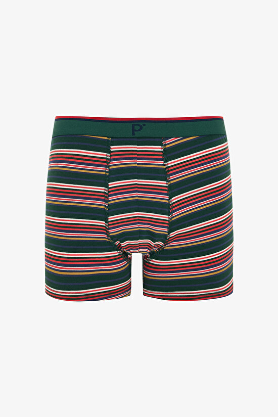 Erkek Yeni Yıl Desenli Orta Bel 3'lü Boxer - 2