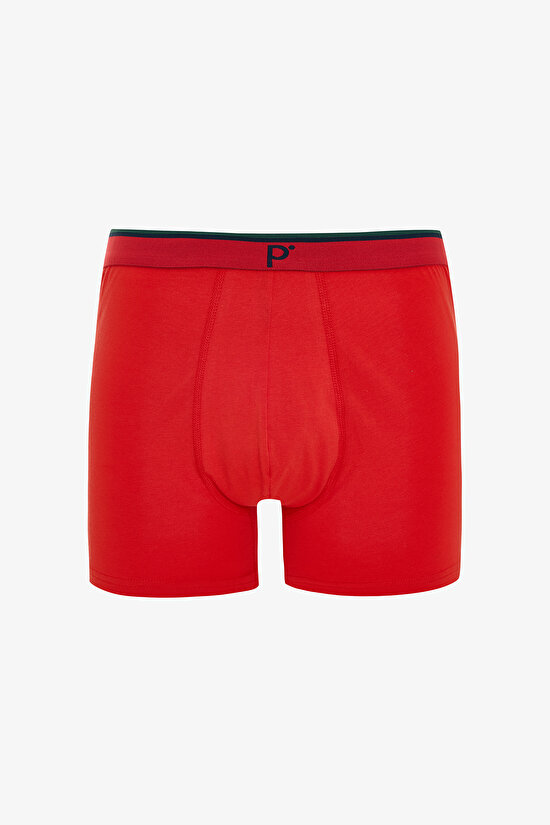 Erkek Yeni Yıl Desenli Orta Bel 3'lü Boxer - 4