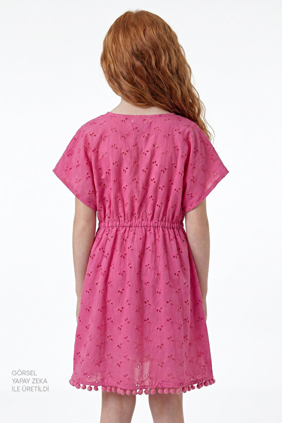 Dark Pink Girls Brode Kaftan - 2