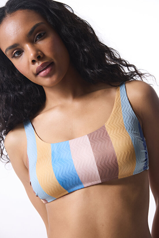 Kiera Stripe Bra Çok Renkli Bikini Üstü - 1