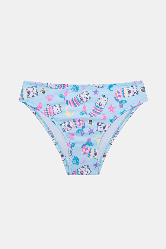 Kız Çocuk Mermaid Cat Çok Renkli Halter Bikini Takımı - 3