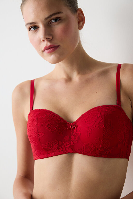 Lotus Devore Kırmızı Sütyen - 4