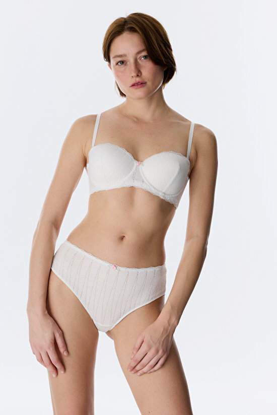 Kırık Beyaz Lace Dantel Cheeky Hipster Külot - 3