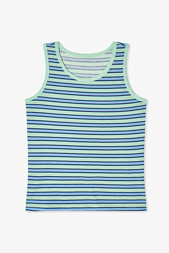 Mavı Erkek Çocuk Fishy Friends Pamuklu 2'li Atlet - 2