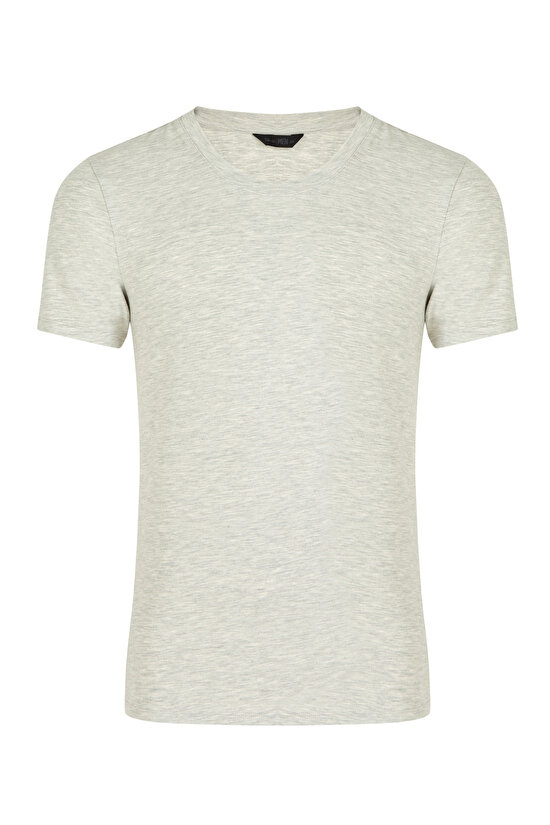 Erkek Açık Gri Melanj Basic H-Tech Regular 2Li Tişört - 5