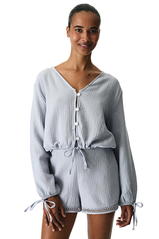 Gri Lessi Balloon Gömlek - 1