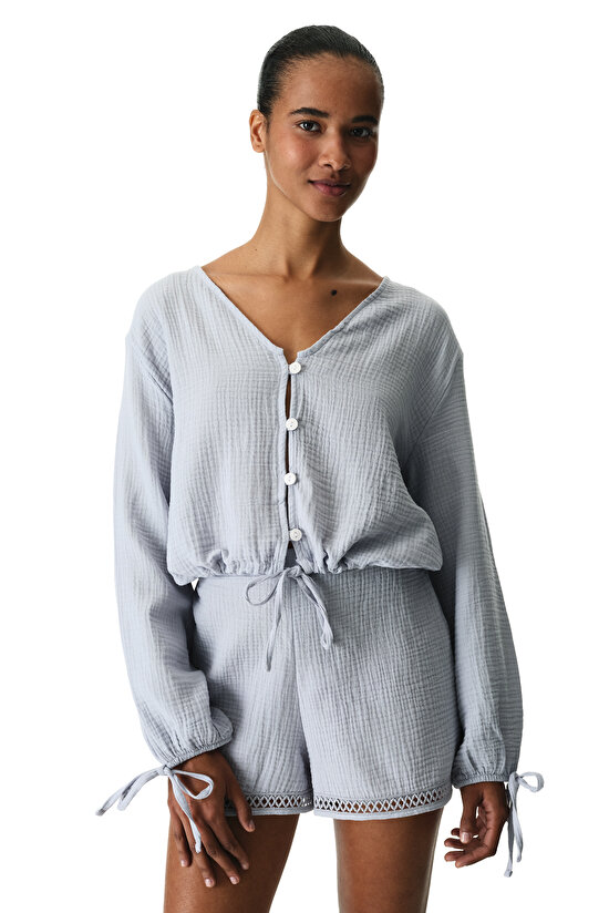 Gri Lessi Balloon Gömlek - 5