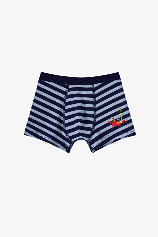 Mavi Erkek Çocuk Çizgili Crab 3'lü Boxer - 4