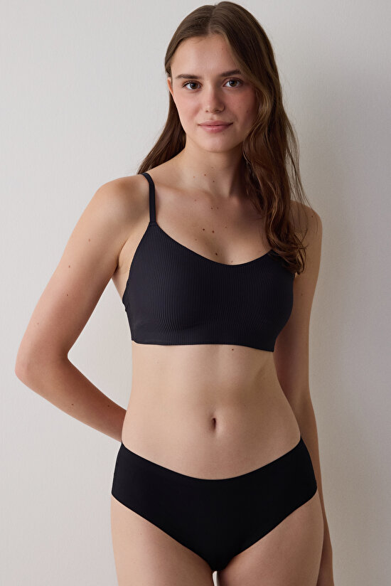 Siyah Dikişsiz Balensiz Push Up Sütyen - 1