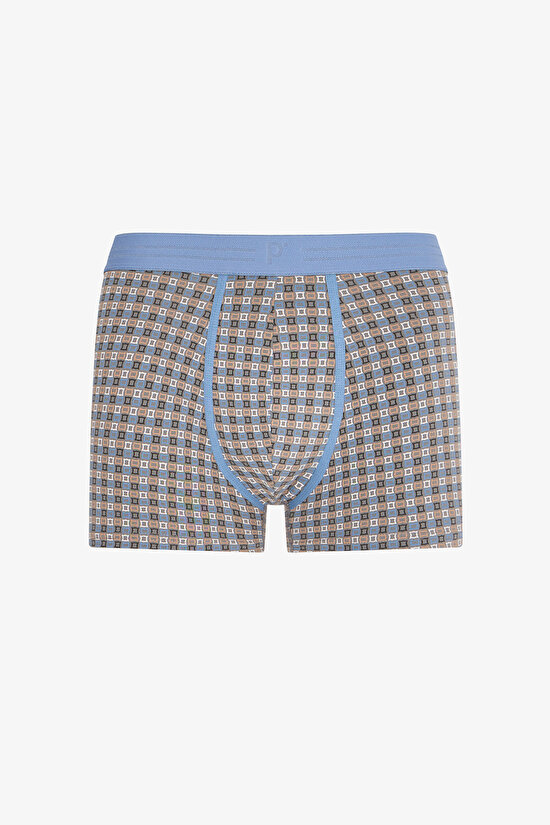 Erkek Grid Çizgili 3'lü Boxer - 2