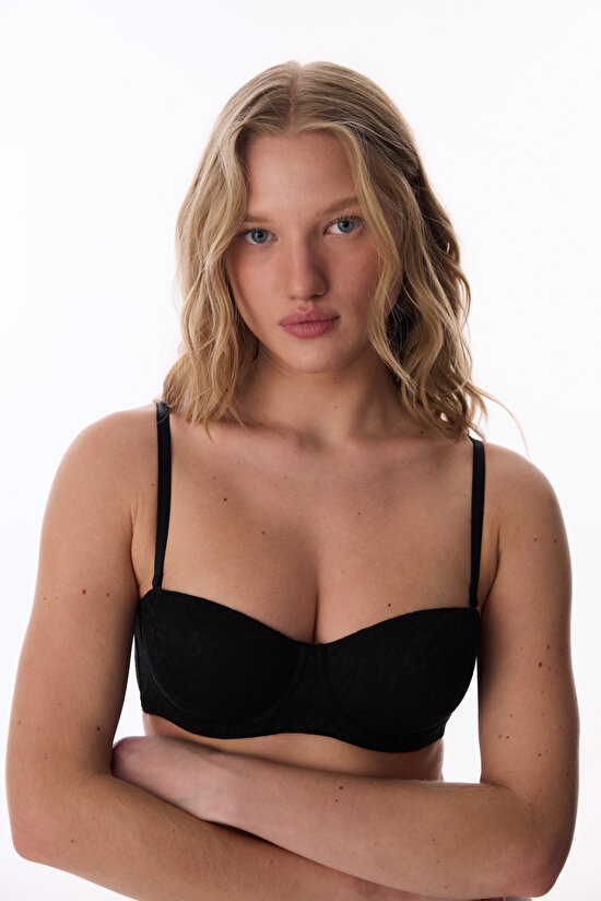 Siyah Bloom Lace Dantel Sütyen - 1