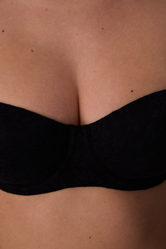 Siyah Bloom Lace Dantel Sütyen - 3