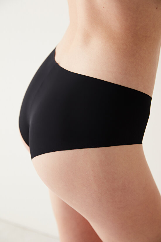 Black Seamless Non-Trace Normal Waist Hipster - 2