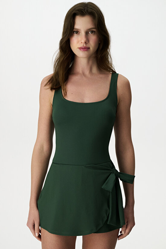 Dark Green Belmira Dress Swimsuit - 1