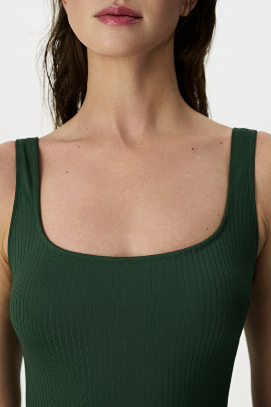 Dark Green Belmira Dress Swimsuit - 3