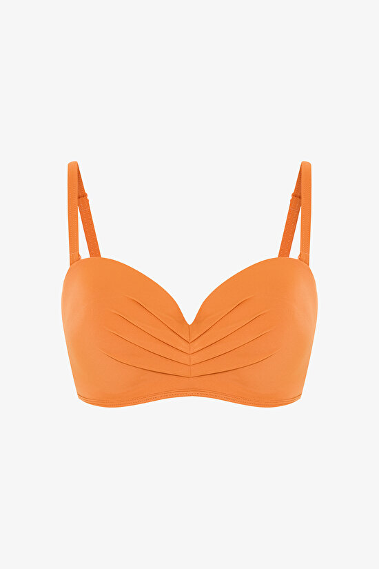 Turuncu Lotus Push Up Balenli Balconette Bikini Üstü - 5