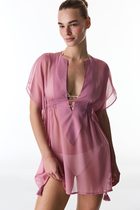 Gül Pembesi Basic Kaftan - 1