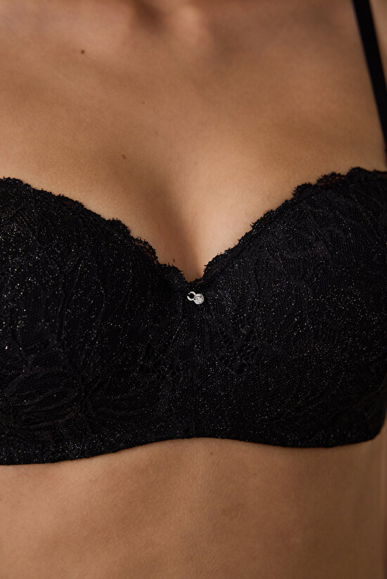 Black Lotus Lace Bra - 5