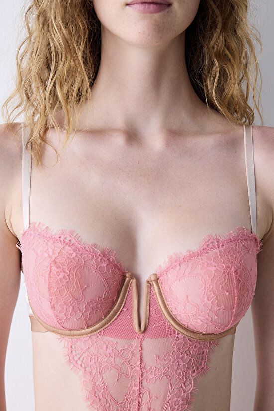 Satin Lace Vizon Bodysuit - 3