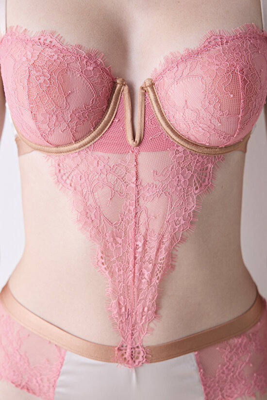 Satin Lace Vizon Bodysuit - 4