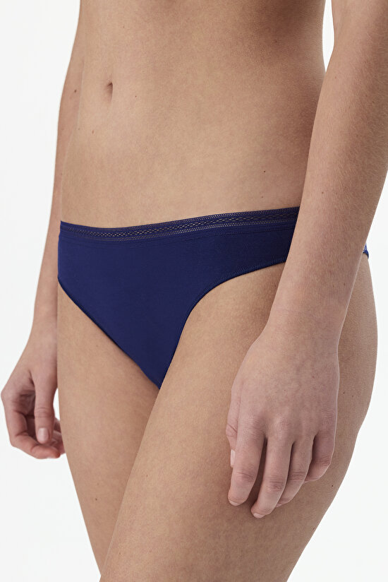 Navy Easy Cotton Brazilian Briefs - 1