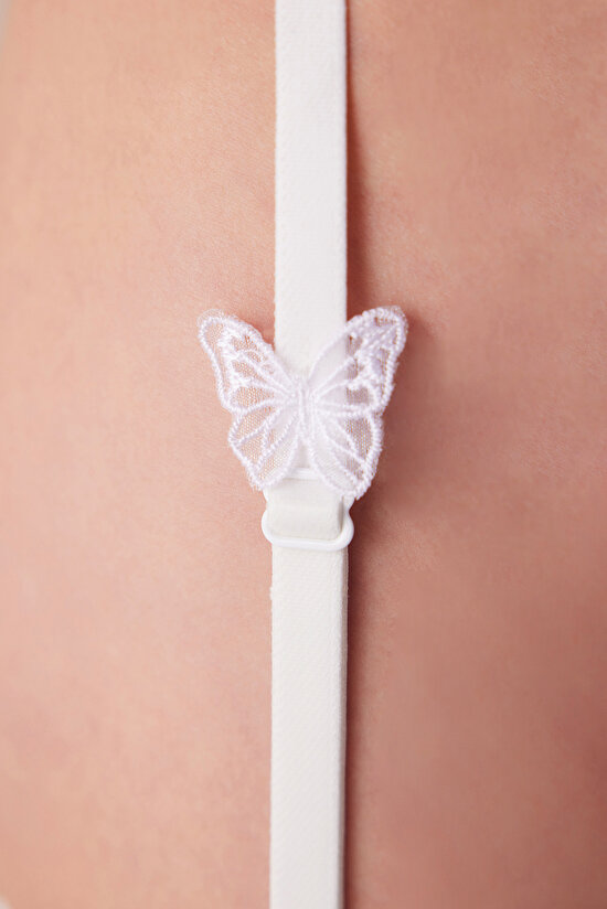 Butterfly Suspender Beyaz Jartiyer - 4